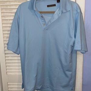 Cubavera Mens Light Blue Textured Short Sleeve Polo Shirt